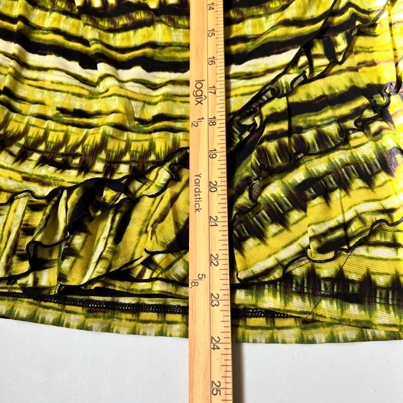 Worthington Women's Drape Neck Abstract Tiered Ruffle Top Yellow Black Size L - Picture 7 of 10
